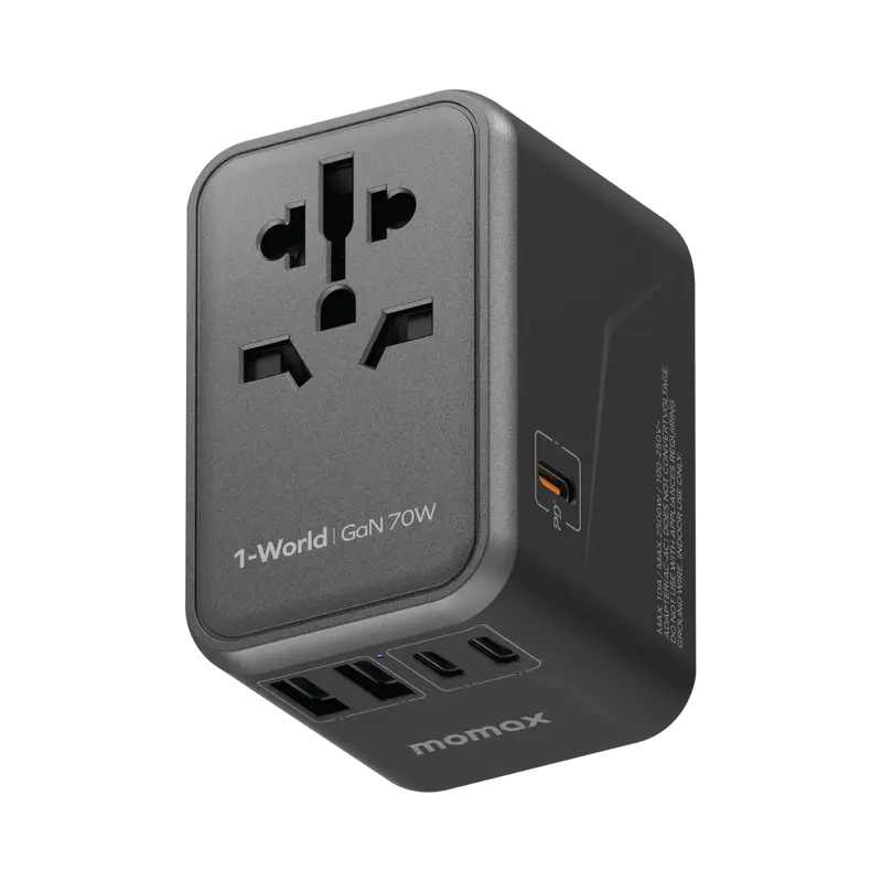 1-World Universal 5-Port Travel Gan Charger 70W 1