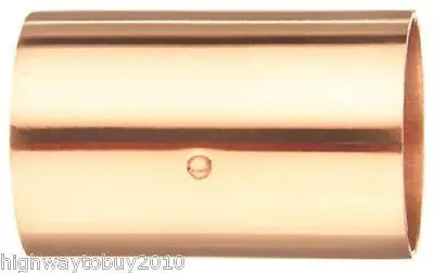 (100)  3/8" X 3/8" Wrot Copper Pipe Couplings W Stop 1
