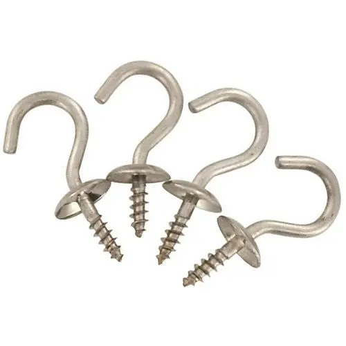 (15) National Mfg N348-433 4 Packs 3/4" Stainless Steel Screw In Cup Hooks 1