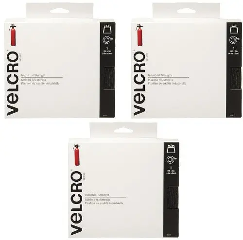 (3) Rolls Velcro 90197 2" X 15 Ft Industrial Strength Black Velcro W Sticky Back 1