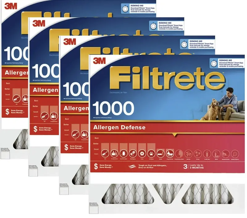 3M Al12-4 24" X 24" X 1" Red Mpr 1000 Filtrete 3 Month Disposable Pleated Air Filter - Quantity Of 4 1