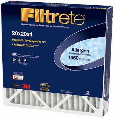 3M Dp02dc-4 Filtrete 20" X 20"X4" Furnace Air Filters - Quantity Of 4 1