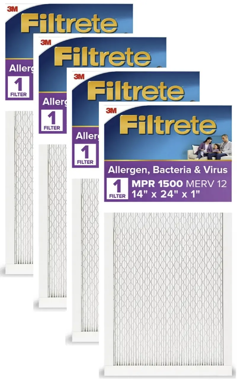 3M Filtrete Up23-4 Purple 14" X 24" X 1" Mpr 1500 3 Month Air Filter - Quantity Of 4 1