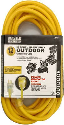 4 Ea 02587Me 25' 12/3 Sjtw-A Yellow  Extension Cords 1