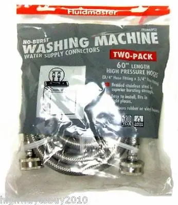 (4) Fluidmaster 2 Packs 3/4" X 3/4" X 60" Stainless Steel Washing Machine Hoses 1