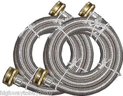 (4) Sets Watts  2 Pack 3/4" X 3/4" X 60" Stainless Steel Washing Machine Hoses 1