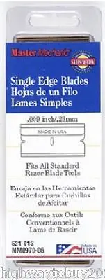 (5) Master Mechanic 521013 100 Pack Surgical Steel .009 Single Edge Razor Blades 1