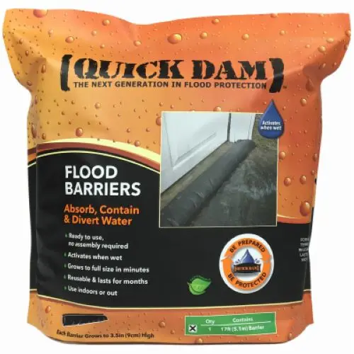 Absorbent Qd617-1 Quick Dam 6" X 17' Ft  Expanding Flood Water Barrier - Quantity Of 2 1