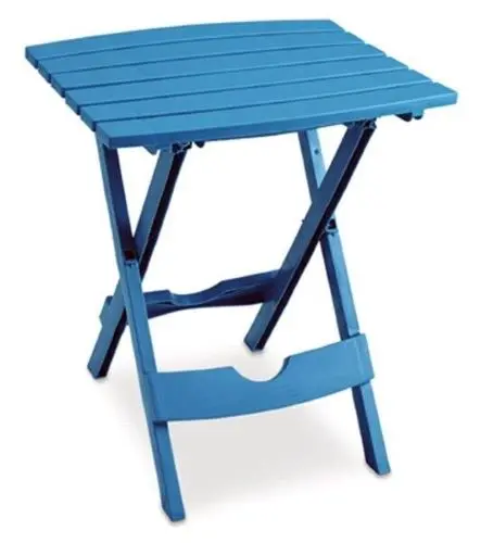 Adams Mfg 8510-21-3734 Pool Blue Resin Quick Folding Patio Side Table 1