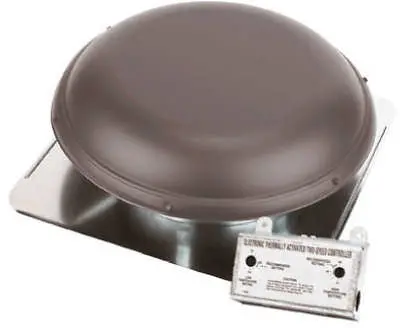 Air Vent 53829 Rv26wwmt Weatherwood 25" Roof Mounted Power Attic Ventilator Fan 1