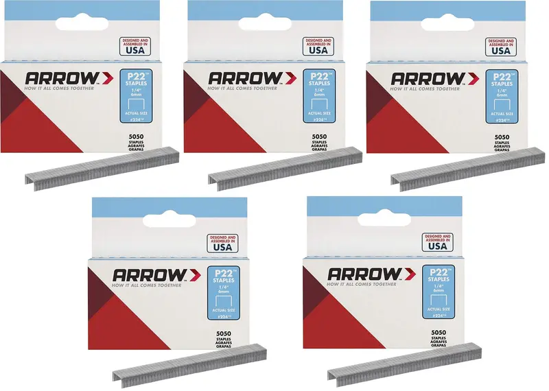 Arrow 224 (5050) Pack 1/4" 6Mm Staples For P22 Plier Staple Gun - Quantity Of 5 1