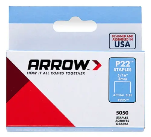 Arrow 225 (5050) Pack Of 5/16" 8Mm Staples For P22 Plier Stapler Gun - Quantity Of 80 1