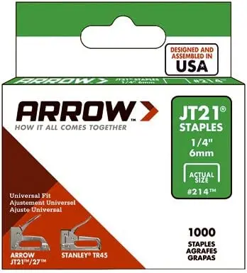 Arrow Fastener 214 1000 Pack Of Jt-21 1/4" - Quantity Of 15 1