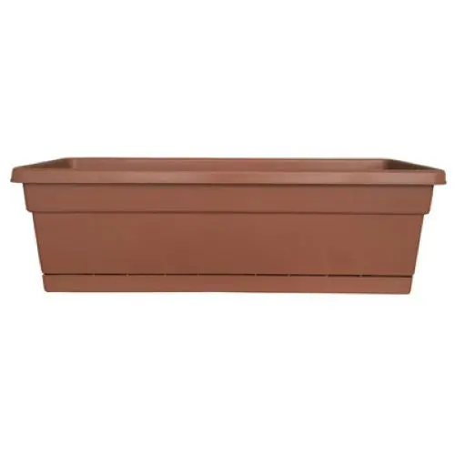 Att Southern Wb2412lt 24" Light Terra Cotta Plastic Window Box Planter With Tray 1