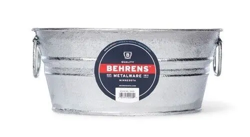 Behrens 103Lft 1.5 Gallon Size 11" X 11" X 4.75" Galvanized Steel Low Flat Tub Bucket 1