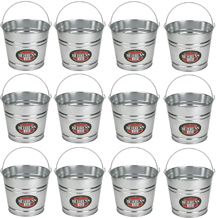 Behrens 1208Gs 8 Quart Galvanized Sheet Steel Water Pail / Bucket With Handle - Quantity Of 12 1