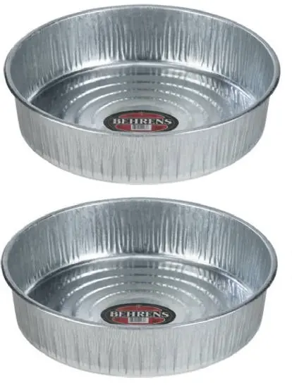 Behrens 2168 Galvanized 3.5 Gallon 16" 1 Piece Seamless Hog Pan Tray Feeders - Quantity Of 2 1
