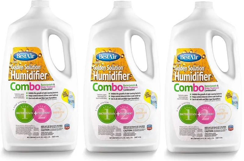 Best Air 246-Pdq 64 Oz Bottle Of Golden Solutions Bacteriostatic Humidifier Water Treatment - Quantity Of 3 1