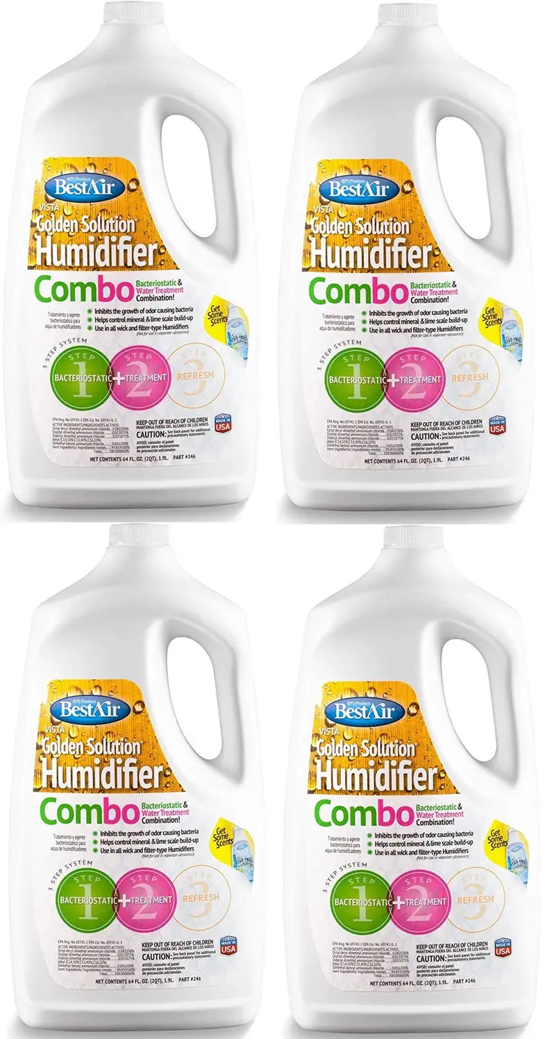 Best Air 246-Pdq 64 Oz Bottle Of Golden Solutions Bacteriostatic Humidifier Water Treatment - Quantity Of 4 1