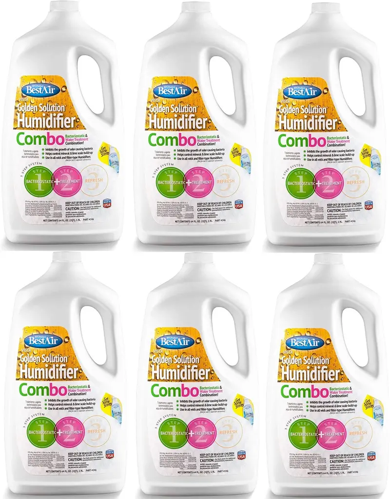 Best Air 246-Pdq 64 Oz Bottle Of Golden Solutions Bacteriostatic Humidifier Water Treatment - Quantity Of 6 1