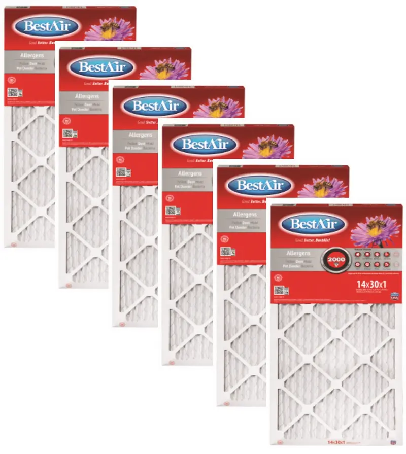 Best Air B1-1430-11-6 14" X 30" X 1" Merv 11 Pleated Furnace Air Filter - Pack Of 6 1