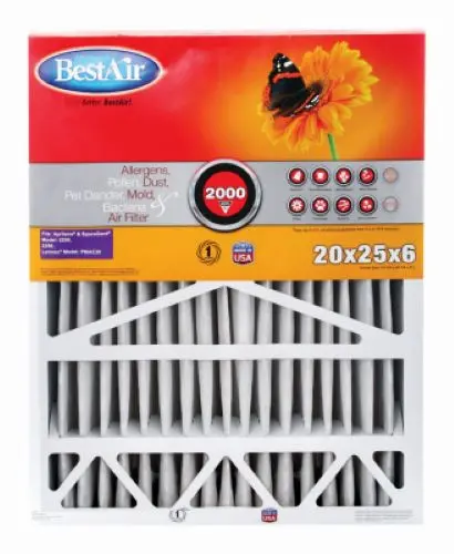 Best Air Ba2-1625-8 16" X 25" X 2" Inch Pro Pre-Pleat Merv 8 Air Filter - Quantity Of 6 1