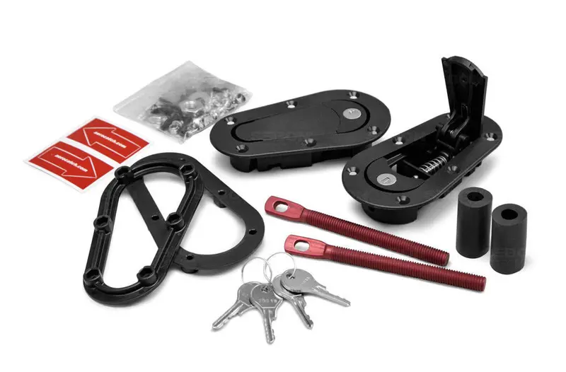 Black Plus Flush Locking Quick Release Bonnet/Boot Pin Catches 1