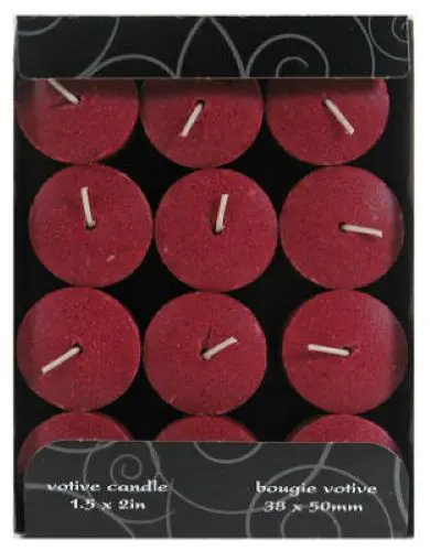 Candle Lite 4520565 12-Count Pack Of 1.5" X 2" Black Cherry Votive Candles - Quantity Of 12 1