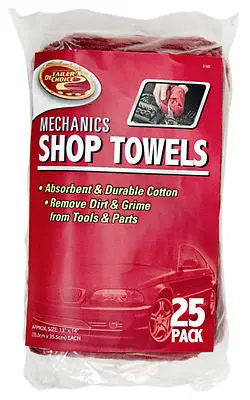 Clean Rite 3-542 25 Packs 13" X 14" Red Cotton Mechanics Shop Towels - Quantity Of 24 1