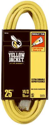 Coleman Cable 2886 Yellow Jacket 25' 15A 14/3 Heavy Duty Extension Cords - Quantity Of 3 1