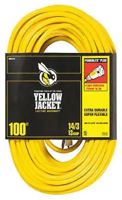 Coleman Cable 2888 Yellow Jacket 100' 13A 14/3 Heavy Duty Extension Cords - Quantity Of 3 1