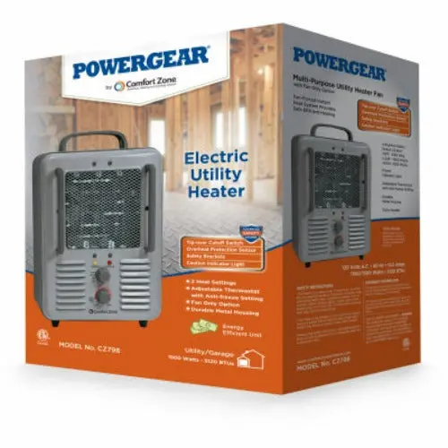 Comfort Zone Cz798 Metal Grey Milk House Electric Utility Heater - Quantity Of 1 1