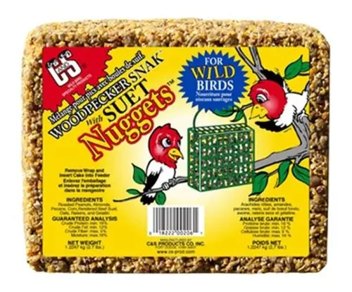 C&S 06206 2.4 Lb Woodpecker Snak Wild Bird Food Cake With Suet Nuggets 1