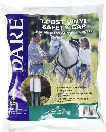 Dare 2927 25-Count Pack Of White Vinyl T-Post Safety Caps 1