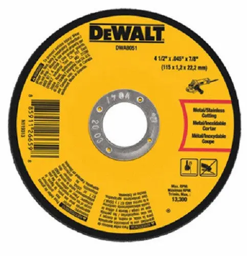 Dewalt Dwa8051 4-1/2" X 7/8" X .045" Metal Thin Cut Off Wheels - Quantity Of 18 1