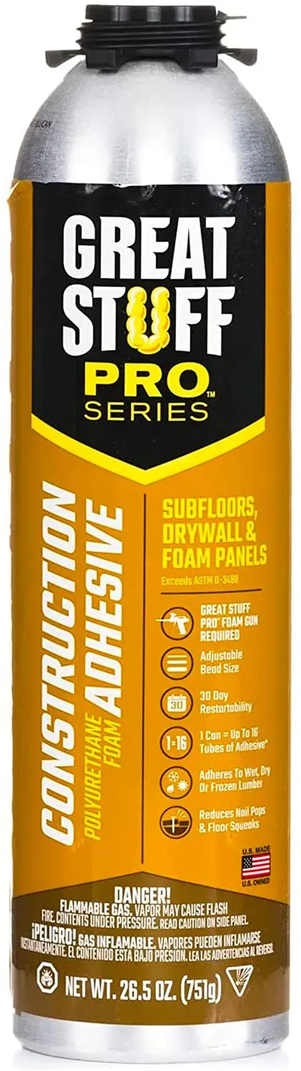 Dow 343087 Great Stuff Pro 26.5 Oz Heavy Duty Construction Floor And Wall Adhesive Foam - Quantity Of 6 Cans 1