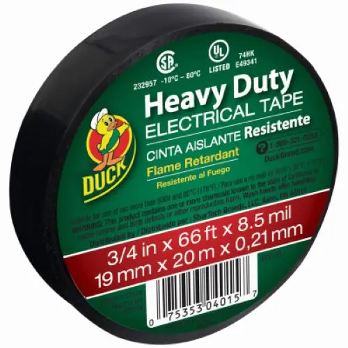Duck 393120 3/4" X 66' Roll Of Heavy Duty Black Electrical Tape 1