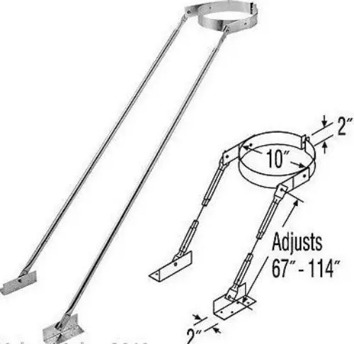 Duravent 6Dp-Xrb 6" Duraplus Extended Chimney Stove Pipe Roof Bracket Support - Quantity Of 1 1