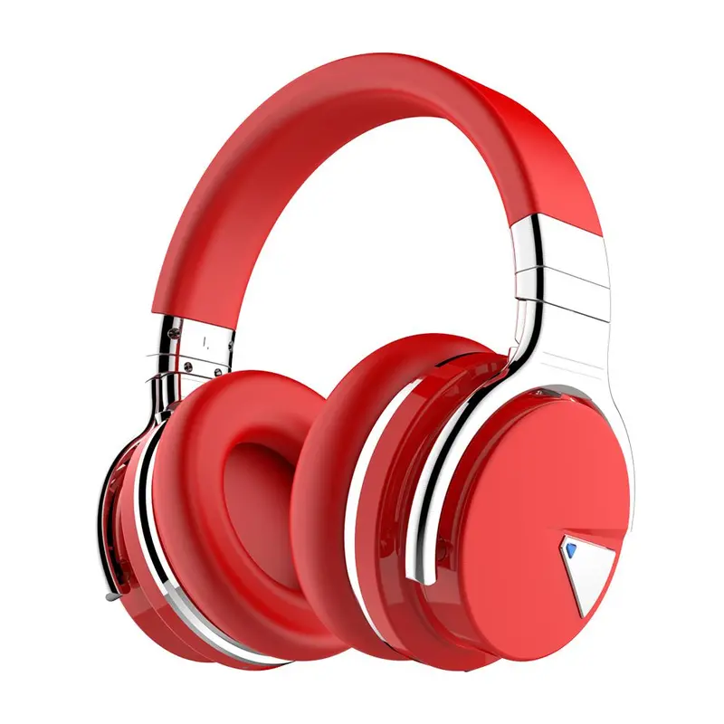 E7 Active Noise Cancelling Wireless Bluetooth Over-Ear Headphones，Red 1