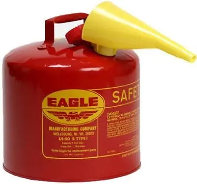 Eagle Mfg Ui-50-Fs 5 Gallon Type L Metal Safety Gasoline Can With F-15 Funnel - Quantity Of 1 1