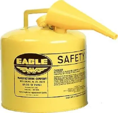 Eagle Mfg Ui-50-Fsy 5 Gallon Type L Metal Safety Diesel Fuel Can W F-15 Funnel - Quantity Of 1 1