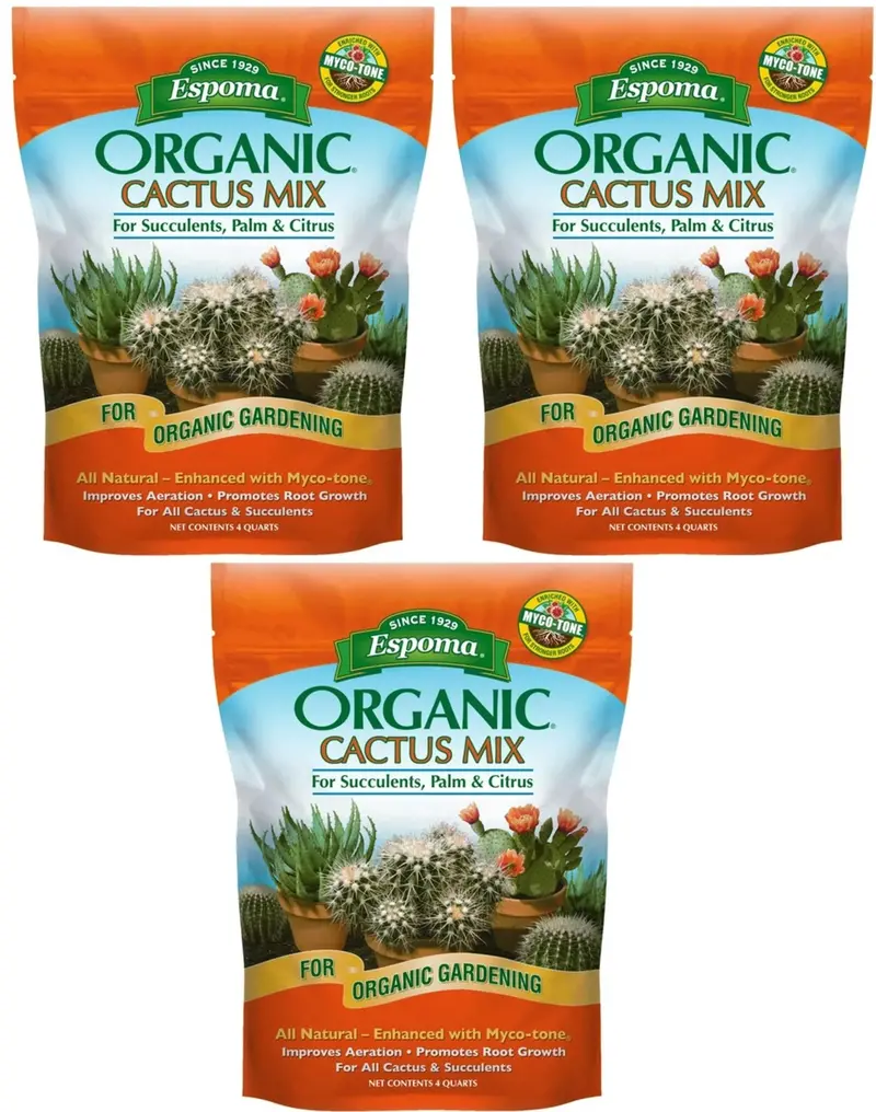 Espoma Ca4 4 Quart Bag Of Organic Cactus, Palm, & Citrus Succulent Potting Mix - Quantity Of 3 1