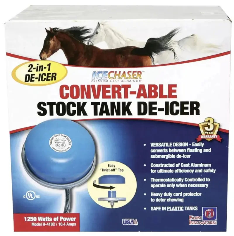 Farm Innovators H-418C Ice Chaser Floating Or Submersible Stock Tank Pond Deicer 1