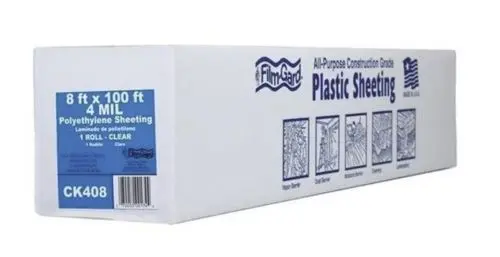 Film-Gard 625904 8' Foot X 100' Foot 4-Mil Clear Polyethylene Plastic Sheeting 1