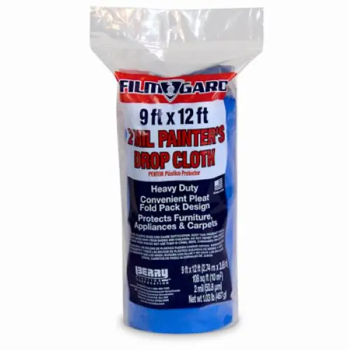 Film Gard 876122 9' X 12' Heavy Duty Blue 2 Mil Plastic Sheet Drop Cloth 1