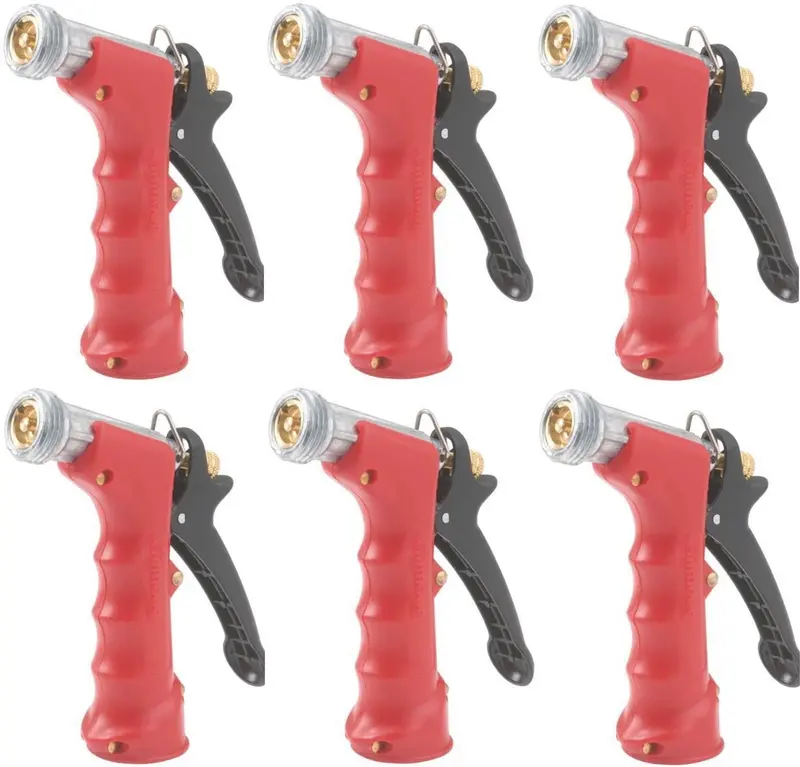 Fiskars / Gilmour 805722-1011 Commercial Threaded Front Brass Head Pistol Grip Hose Nozzle - Quantity Of 6 1