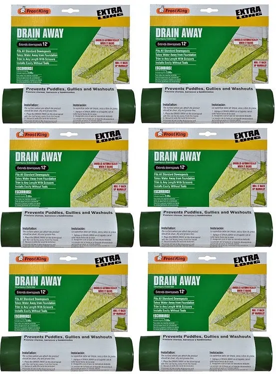 Frost King De300 12' Ft X 7" Green Plastic Flexible Roll Out Downspout Extender - Quantity Of 6 1