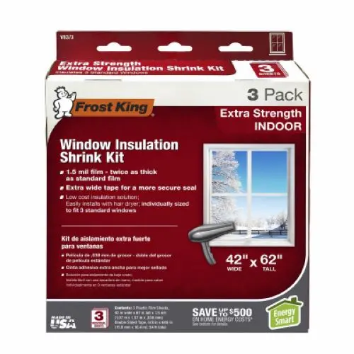 Frost King V83/3 3-Pack Of 42" X 62" Extra Strength Indoor Window Insulation Kit - Quantity Of 12 1