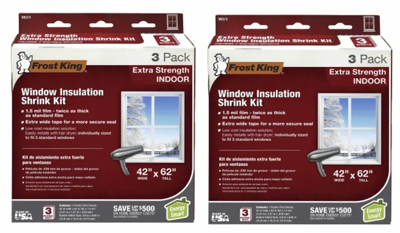 Frost King V83/3 3-Pack Of 42" X 62" Extra Strength Indoor Window Insulation Kit - Quantity Of 2 1