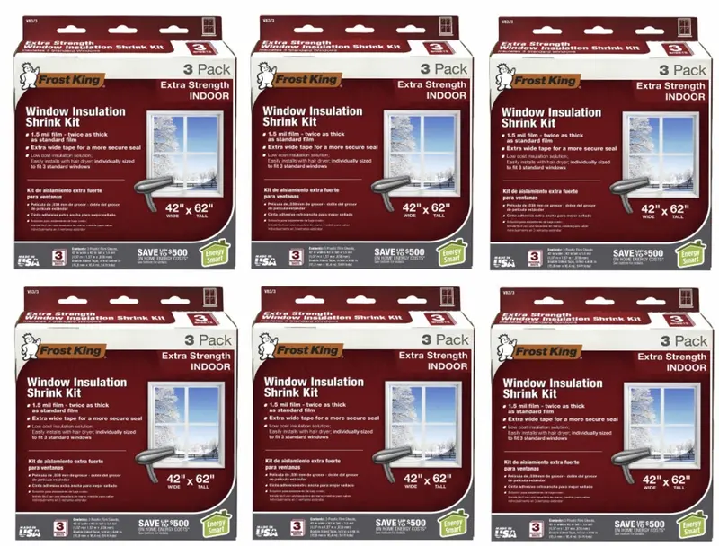 Frost King V83/3 3-Pack Of 42" X 62" Extra Strength Indoor Window Insulation Kit - Quantity Of 6 1